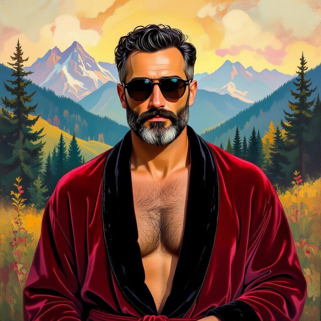 Impressionist Portrait of a Man in Velvet Robe