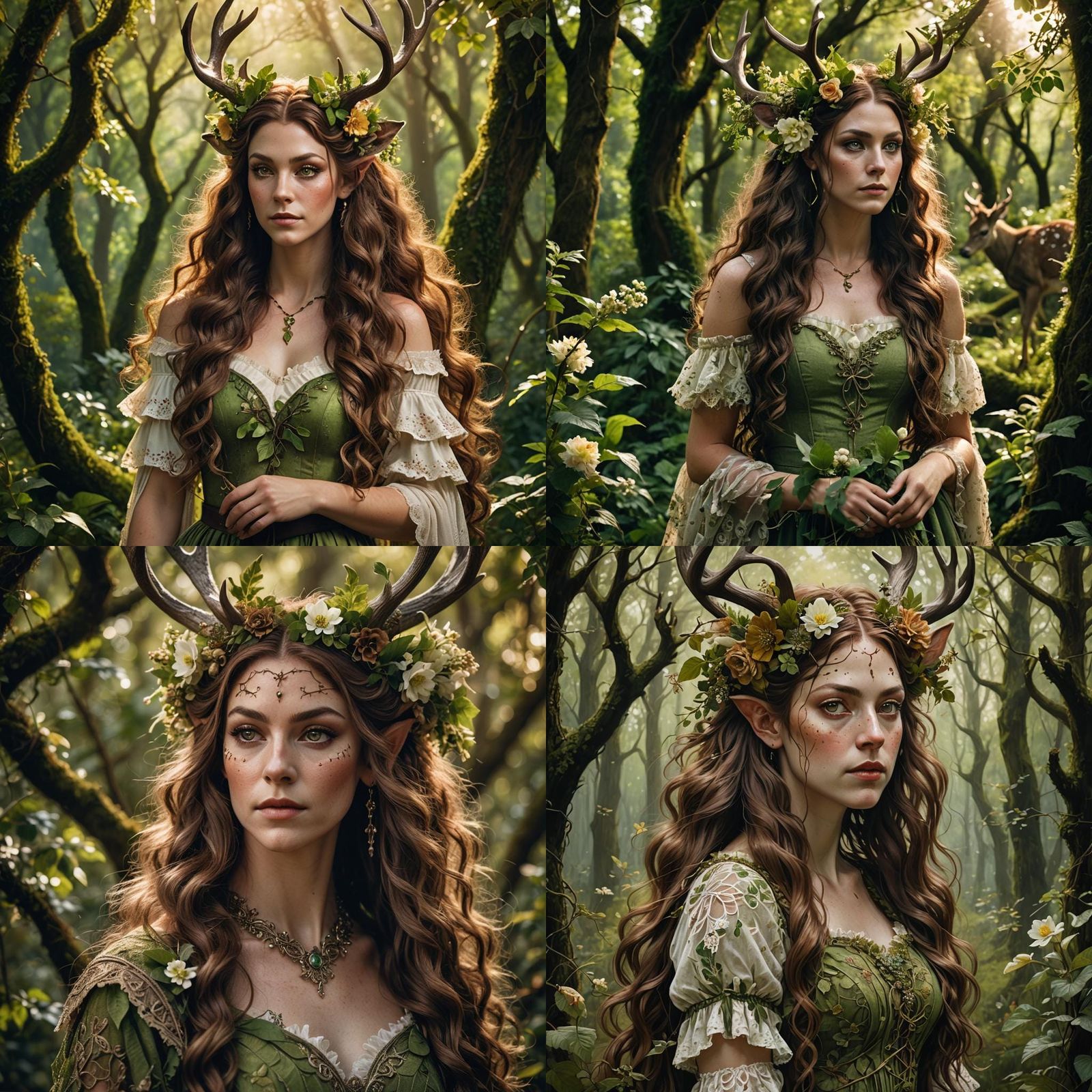 Female Satyr with Deer Ears in Forest