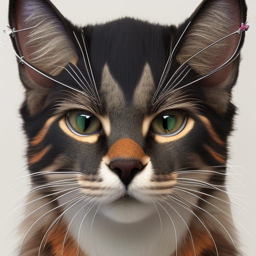 Majestic Pharaoh Cat Portrait in Realist Style