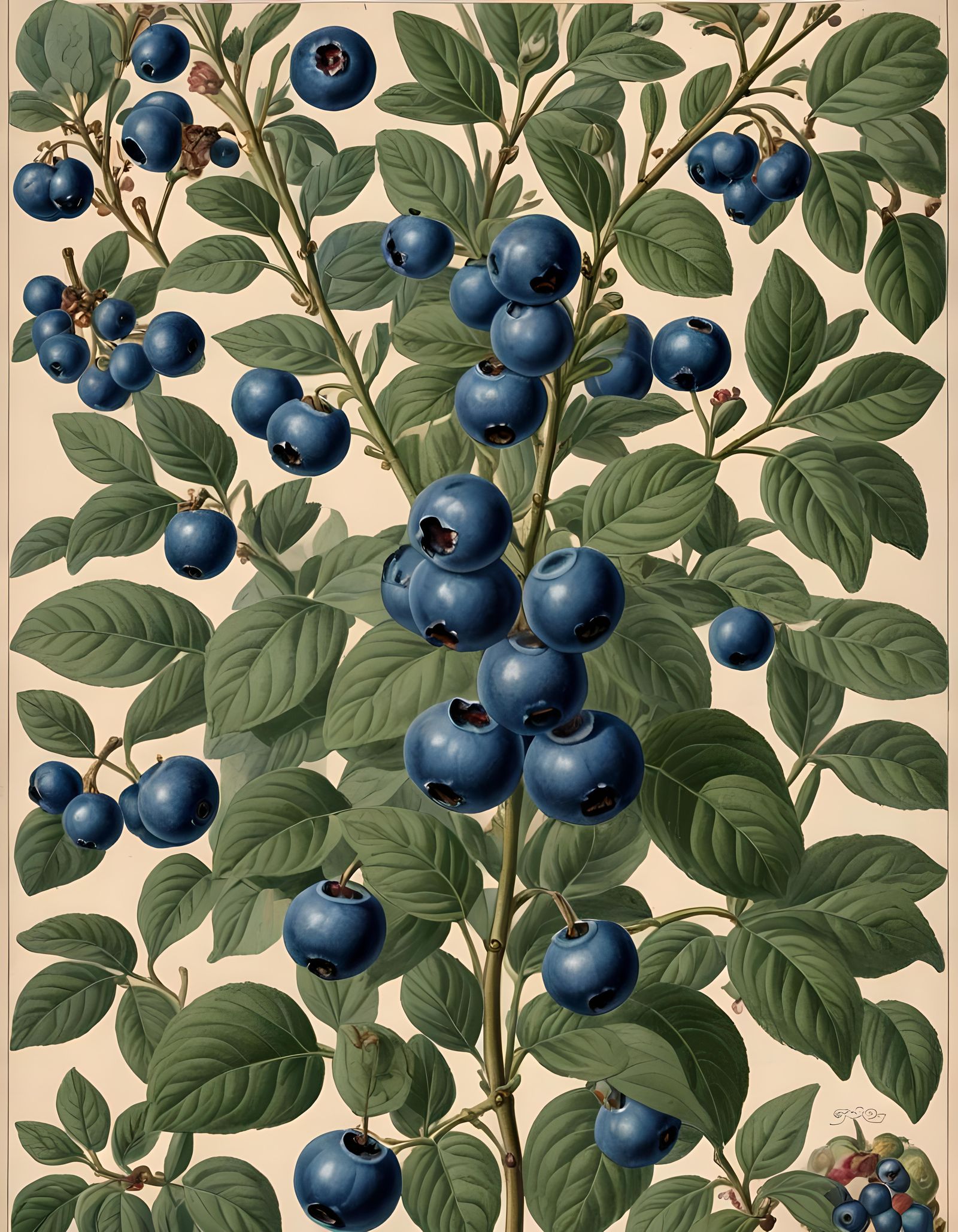 Victorian Seed Catalog Blueberry Illustration