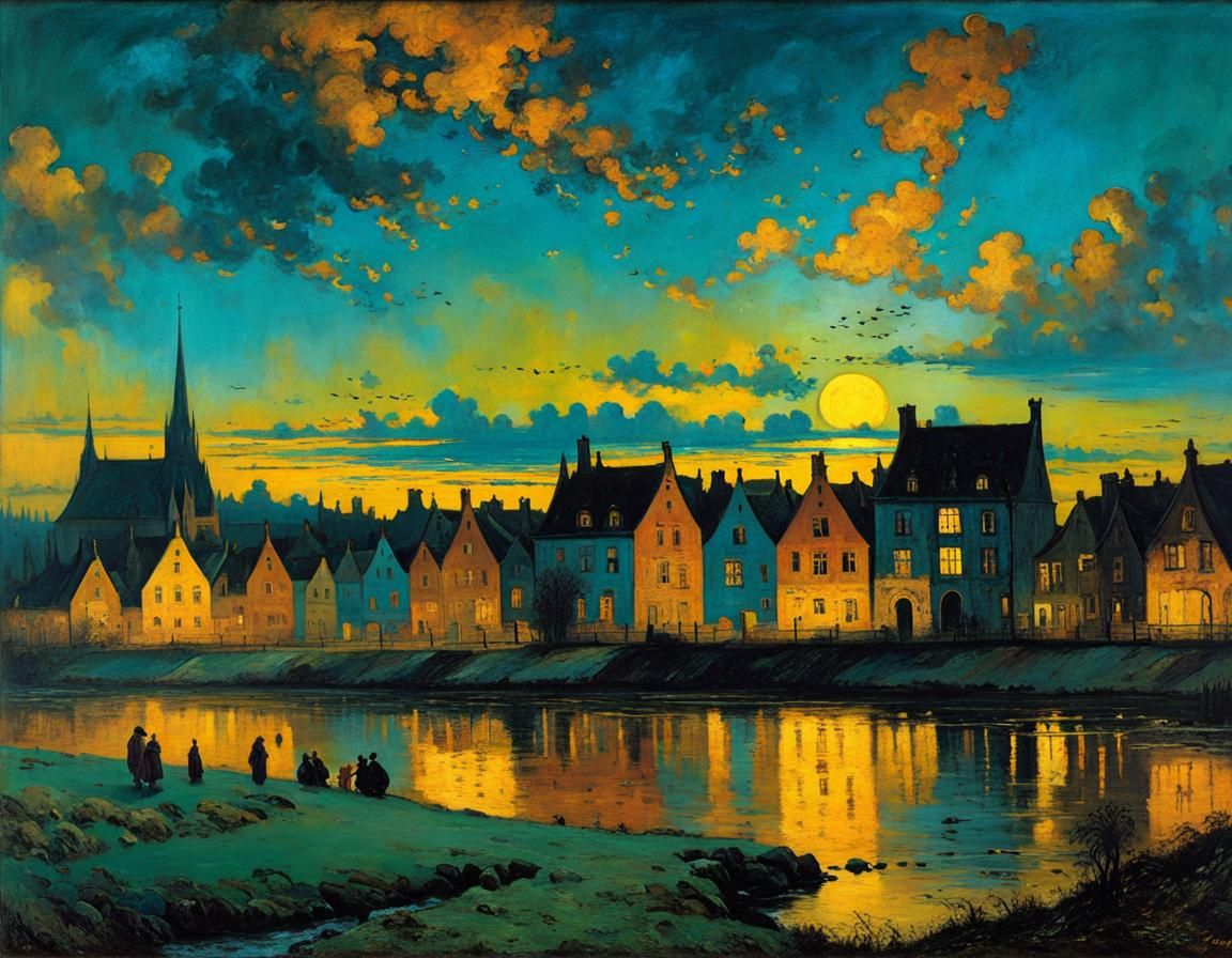 Twilight Valley Landscape in Golden Age Style