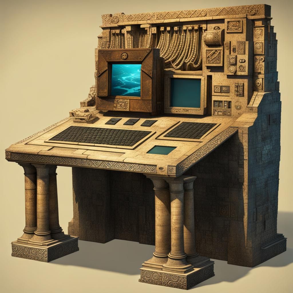 Ancient Atlantean Computer: Retrofuturistic Design