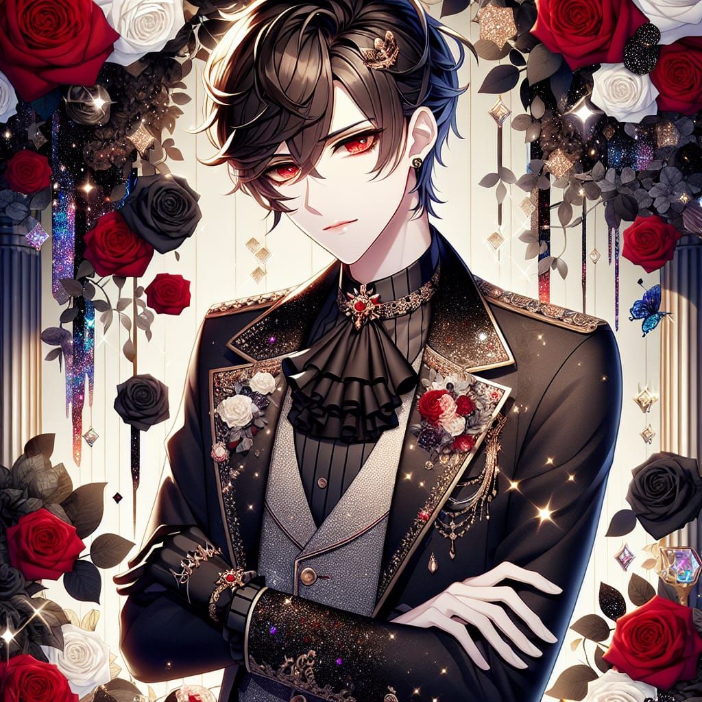 Charming Anime Vampire in Chic Gothic Attire