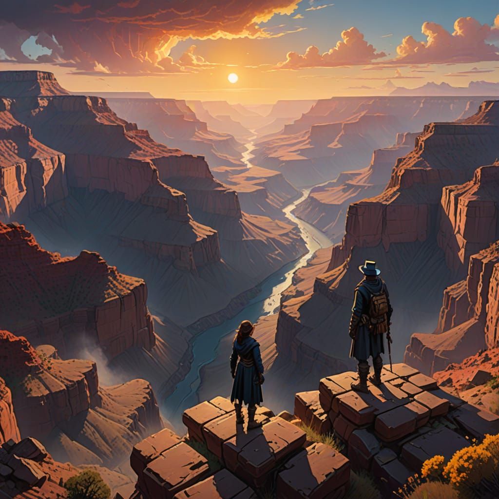 Grand Canyon Sunrise in Victorian Fantasy Style