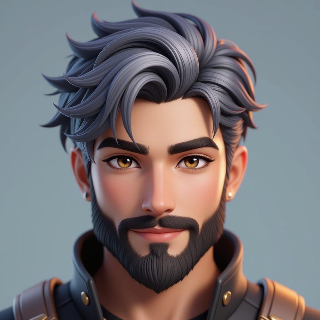 Handsome 36-Year-Old Man in 3D Anime Style