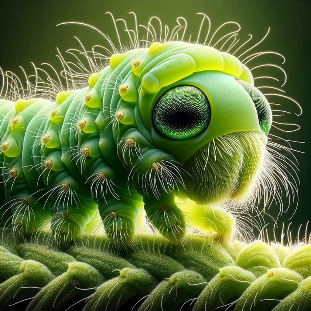 Green Caterpillar on Grape Vine