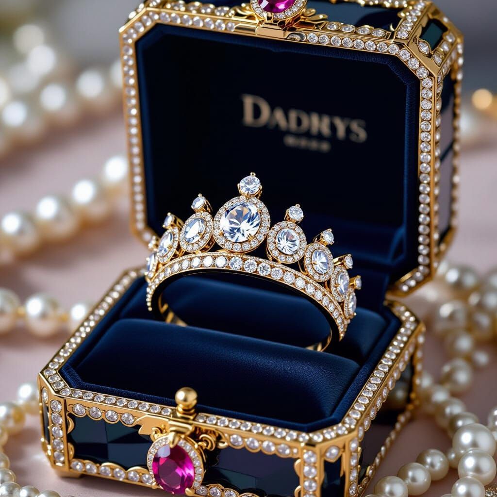 Diamond Crown Inside Gem-Studded Box