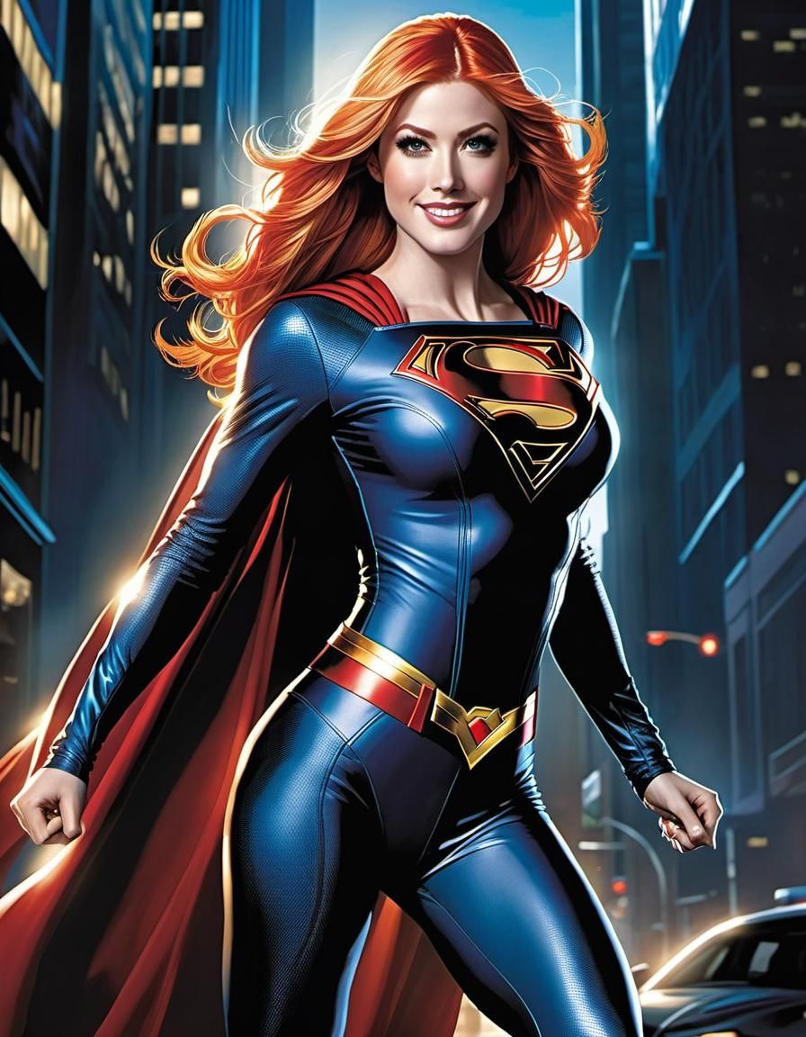 Supergirl in Dynamic Pose, Comic Book Art