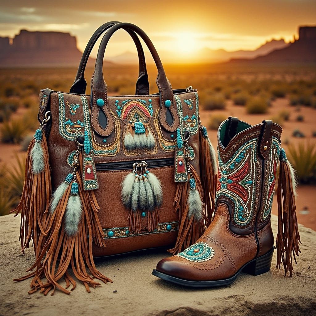 Native American-Inspired Fashion Ensemble in Earthy Hues