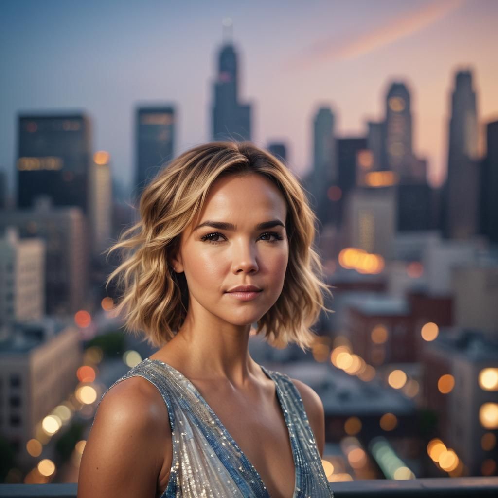 Glamorous Portrait of Celebrity with Bokeh Background