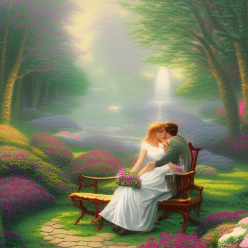 Ethereal Fantasy Kiss in Hyperdetailed Style