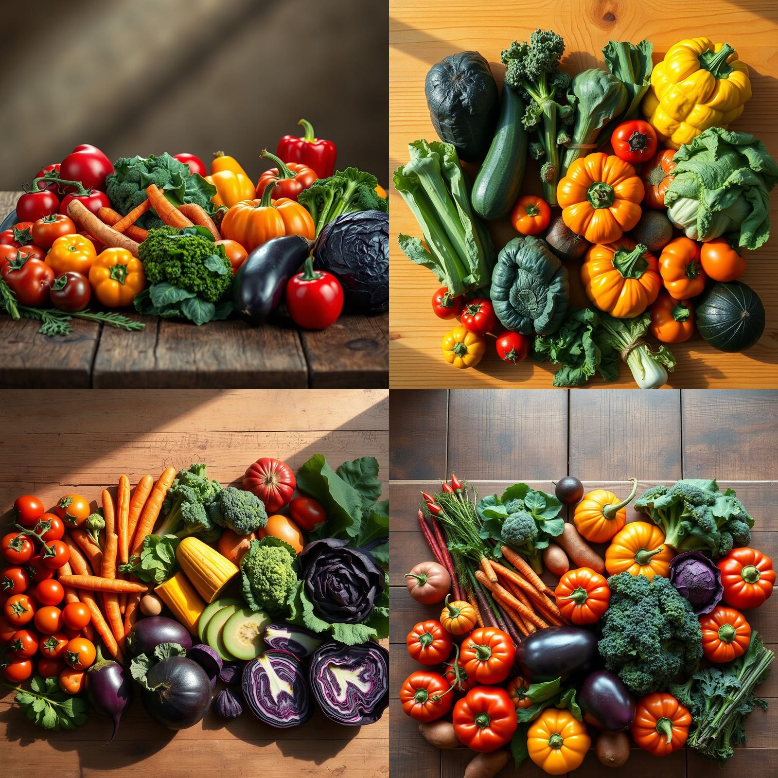 Colorful Vegetables Flat-Lay: Rustic Still Life