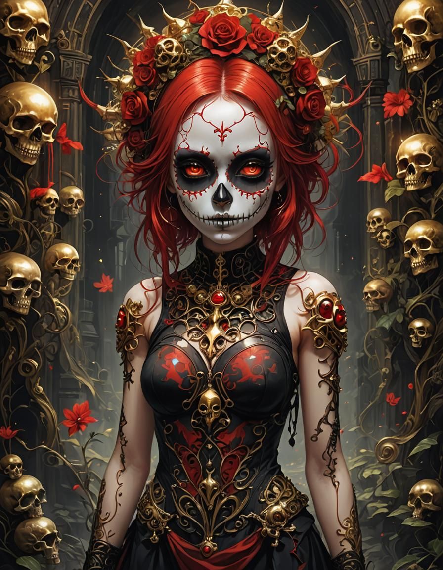 Goth Punk Girl Portrait with Bioluminescent Details