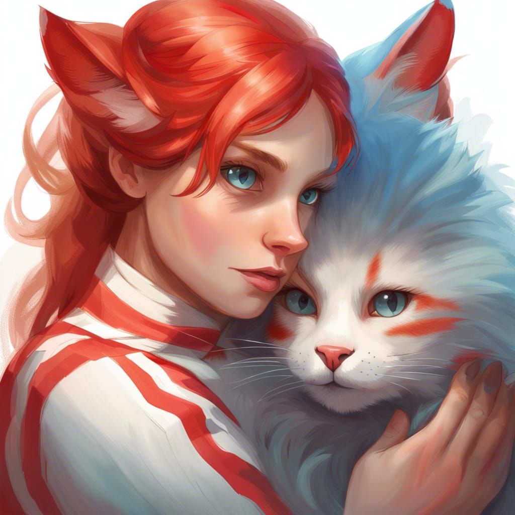 Adorable Red Cat Portrait in Hyperdetailed Style