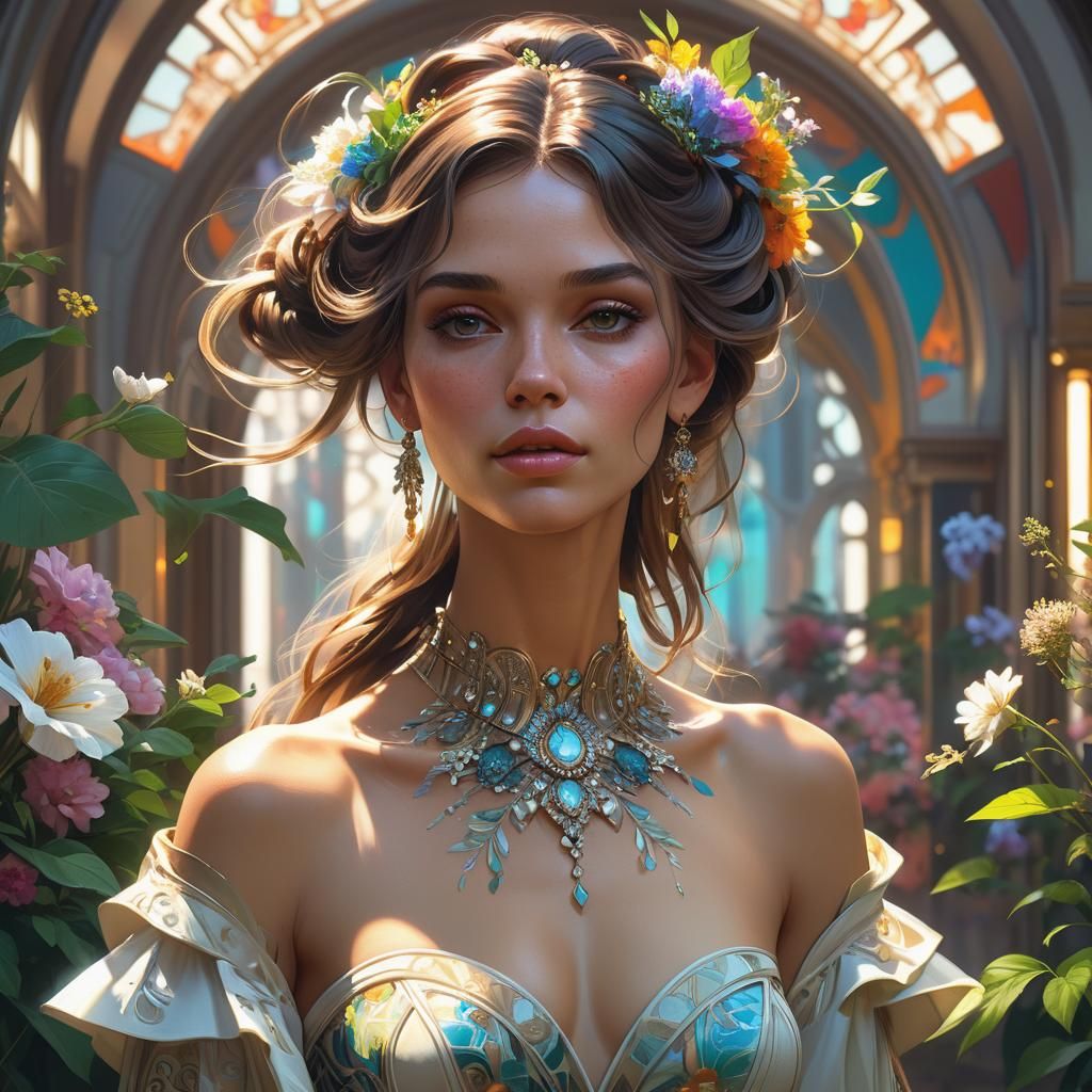 Beautiful Woman in Wedding Dress, Hyperdetailed Portrait