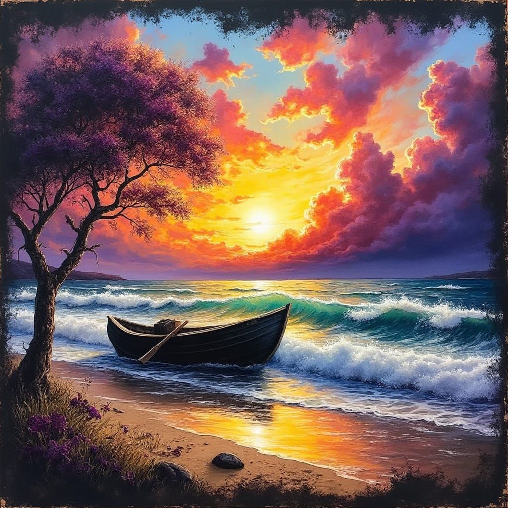 Ethereal Stormscape in Vibrant Grunge Hues