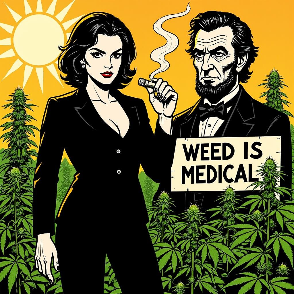 Vampire Woman with Blunt at Cannabis Farm, Lincoln Overseein...