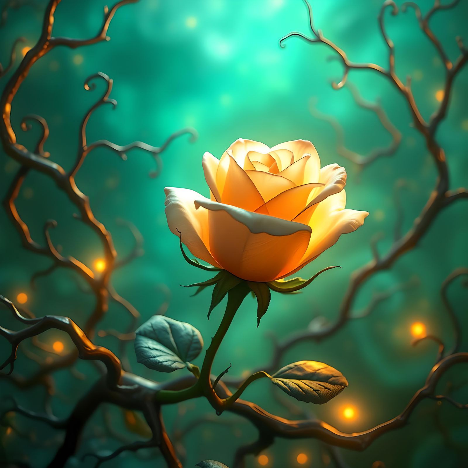 Detailed Rose Matte Painting in Fantasy Style