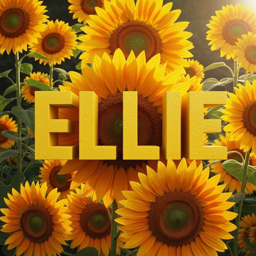 Bold Yellow "ELLIE" Letters with Sunflowers