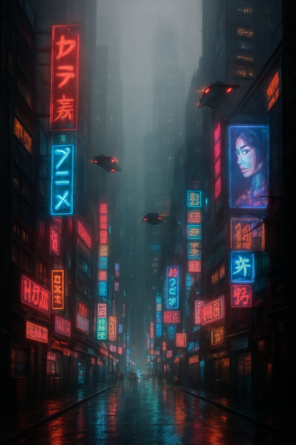 Cyberpunk Skyscrapers Vanish into Smog-Drenched Skies