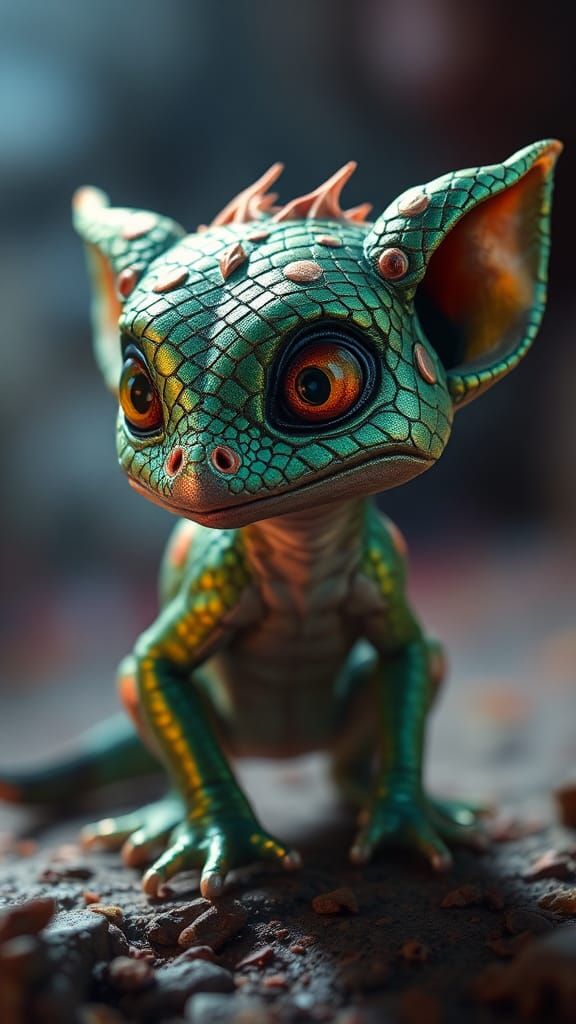 Hyperrealistic Kobold Concept Art in Green and Bronze