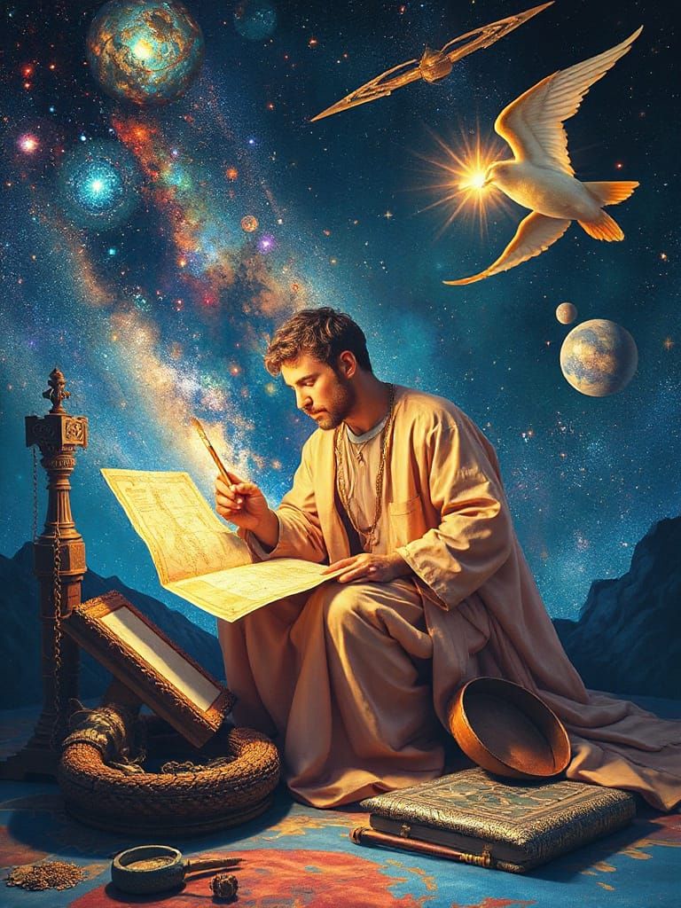 Celestial Cartographer Mapping Galaxies with Stardust Brushe...