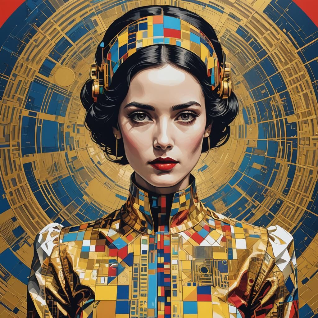 AI Woman in Expensive Dress: Pop Art Screen Print