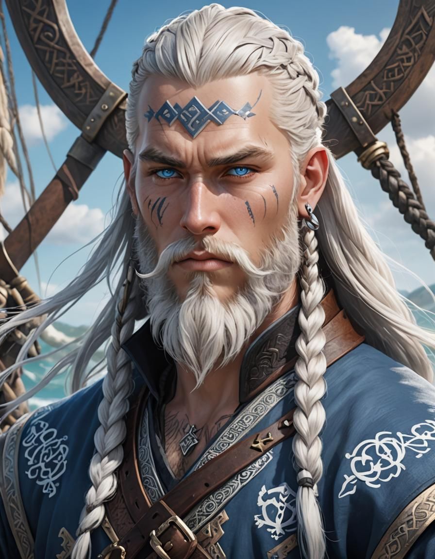 Viking Pirate with Runes in Anime Art Style