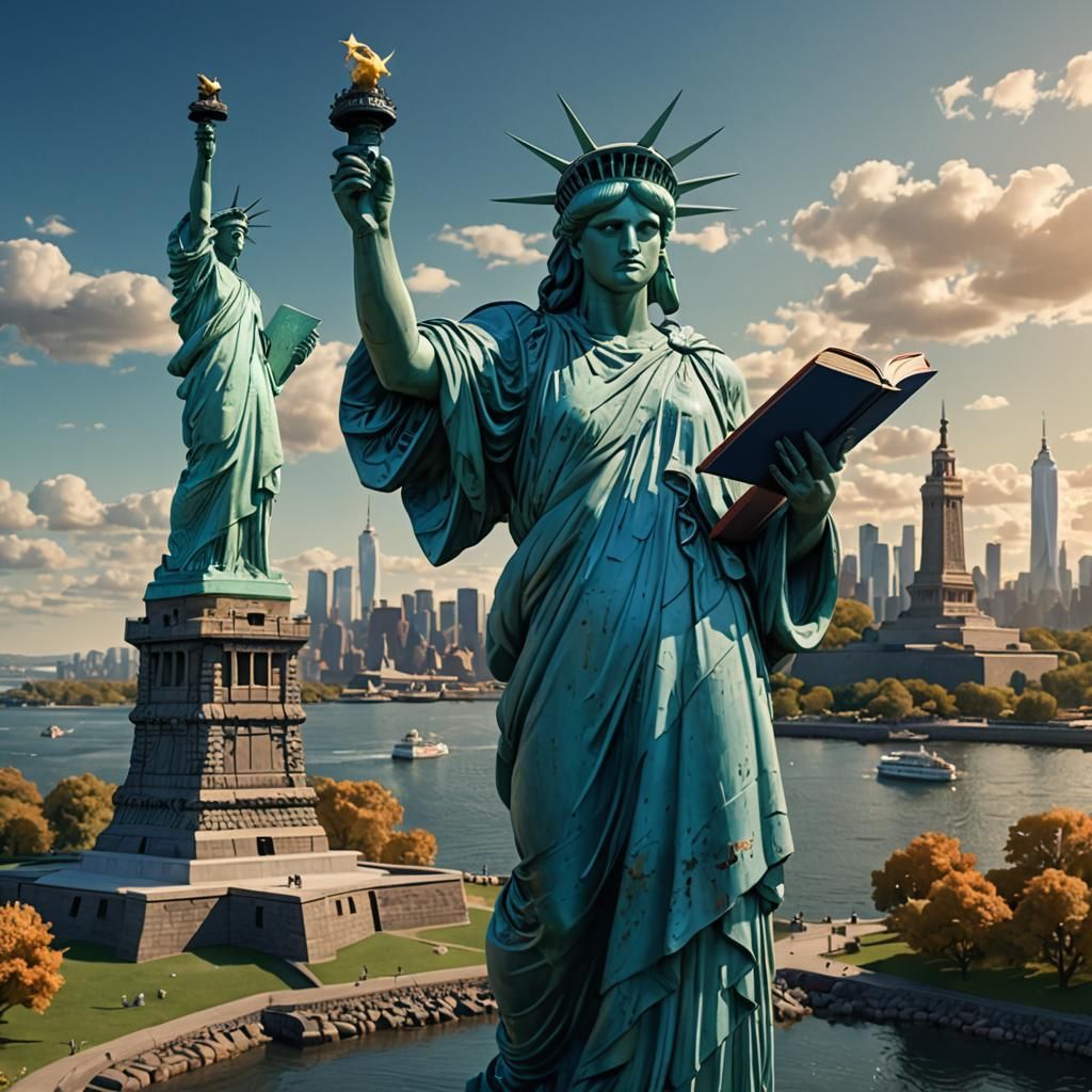 Statue of Liberty Holding a Book, Detailed Matte Painting
