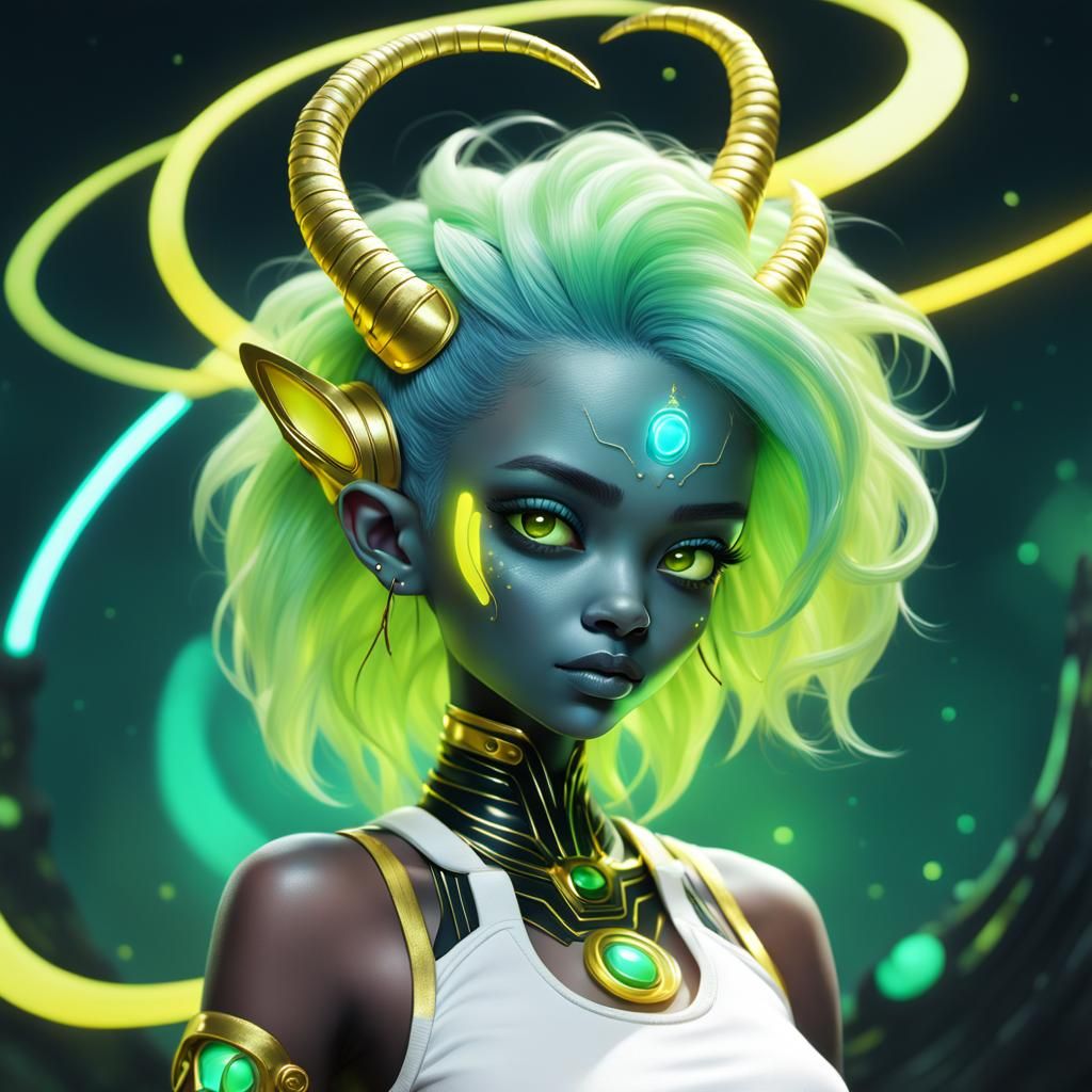 Sci-Fi Alien Portrait in Vibrant Digital Art