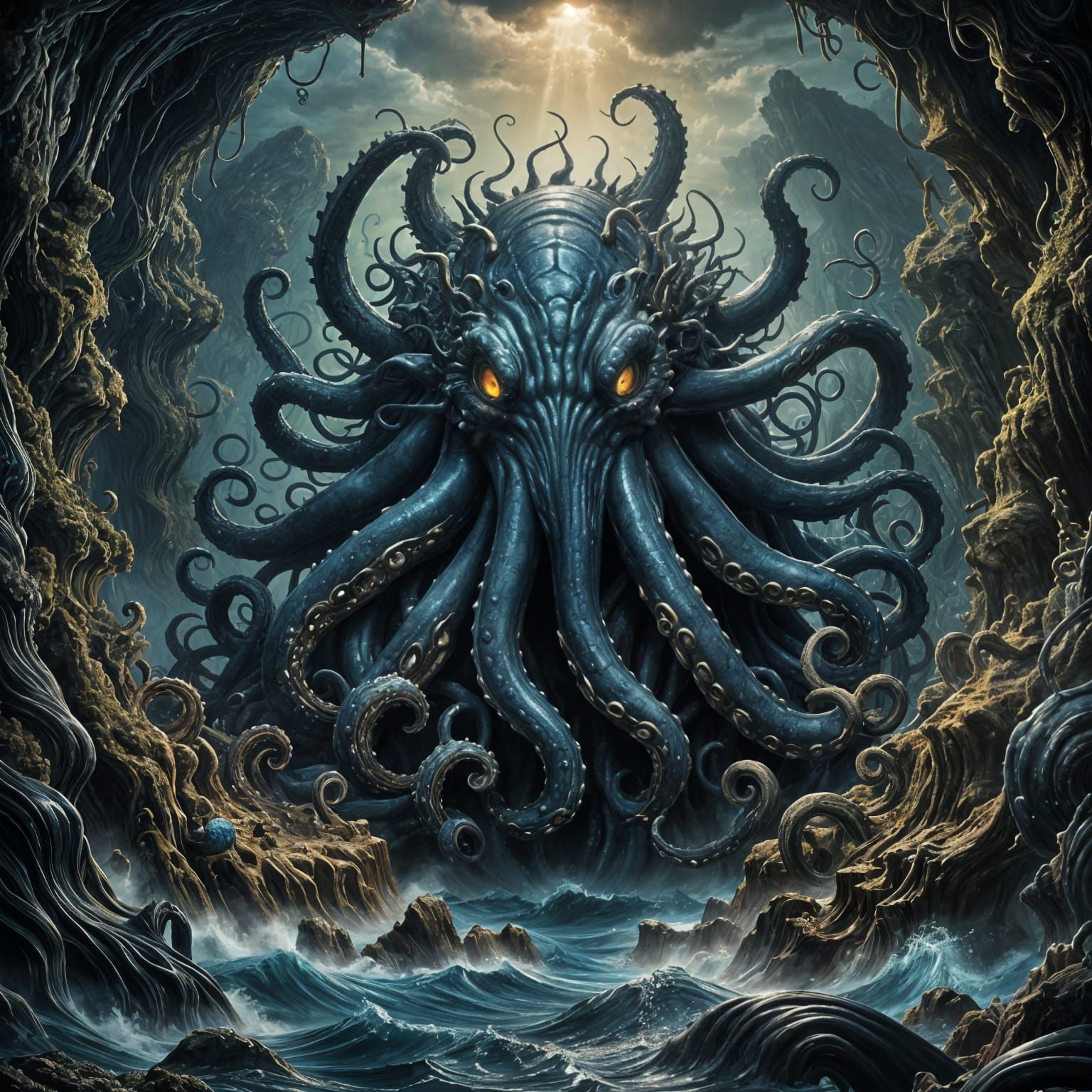 Deep Sea Monster Book Cover: Fantasy Concept Art