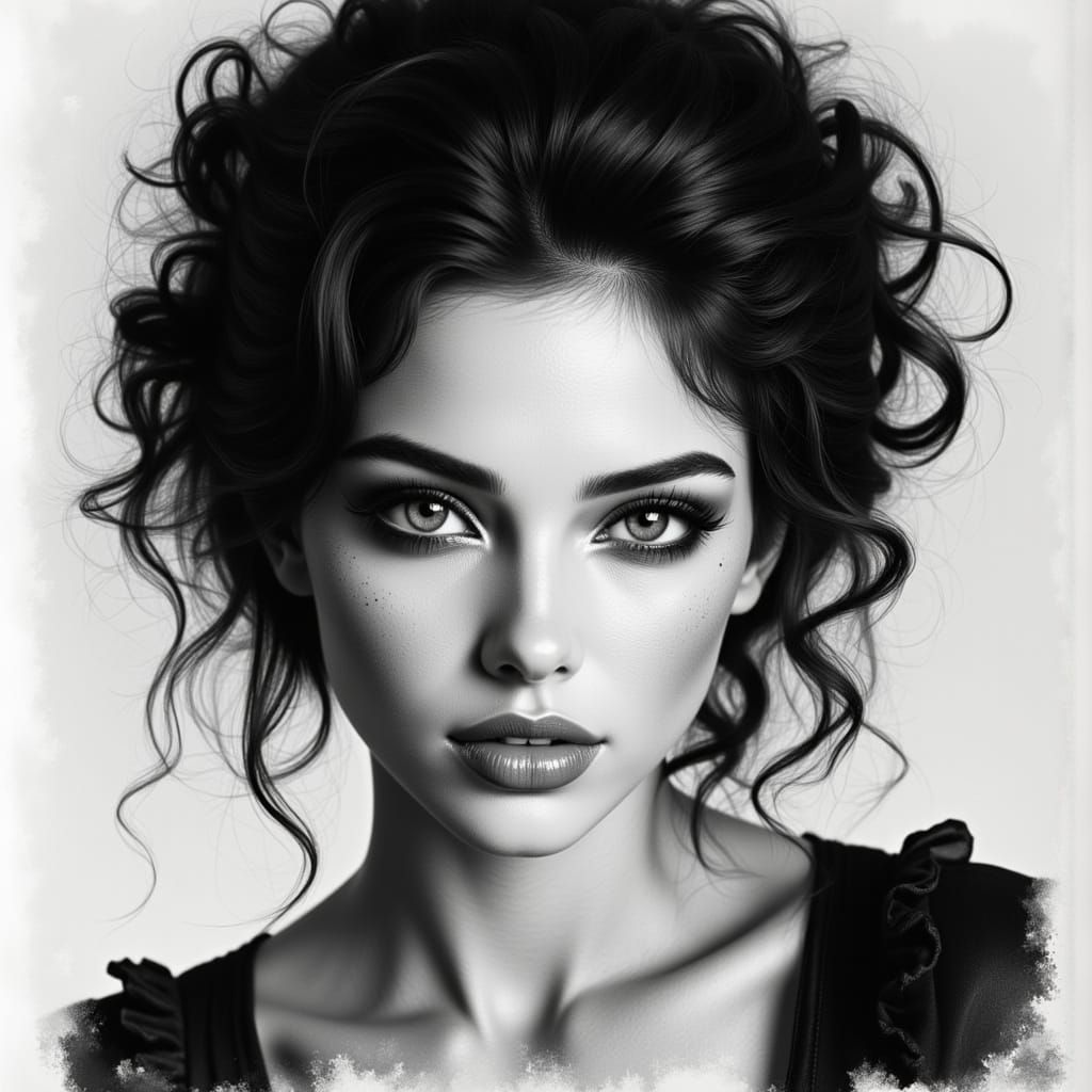 Elegant Woman Portrait in Grayscale Tones