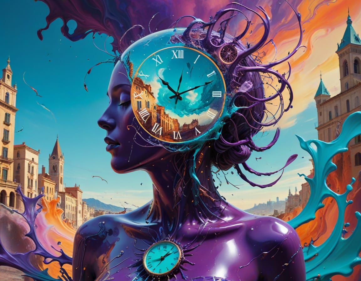 Surreal Figure Dances Amidst Swirling Vortex in Hyperrealist...