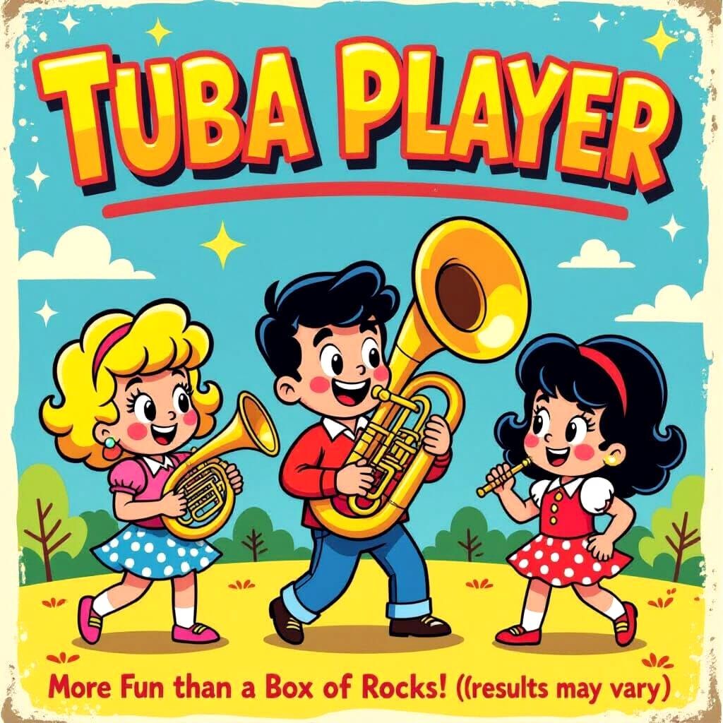 Retro Cartoon Tuba Player Game Box