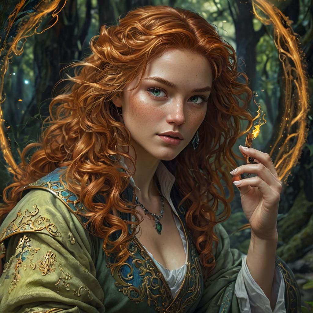 Enchanting Fantasy Mage Casting Spell in Mystic Forest