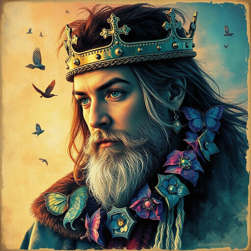 Grunge Layered Fusion, Concert poster, "Fairy King" portrait, Idyllic World