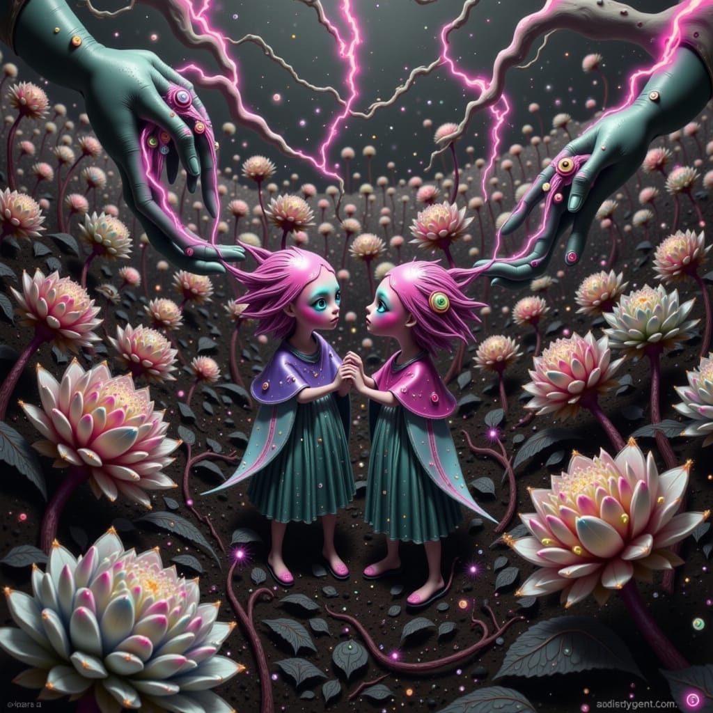 Couple in Cotton Candy Storm with Pink Lightning