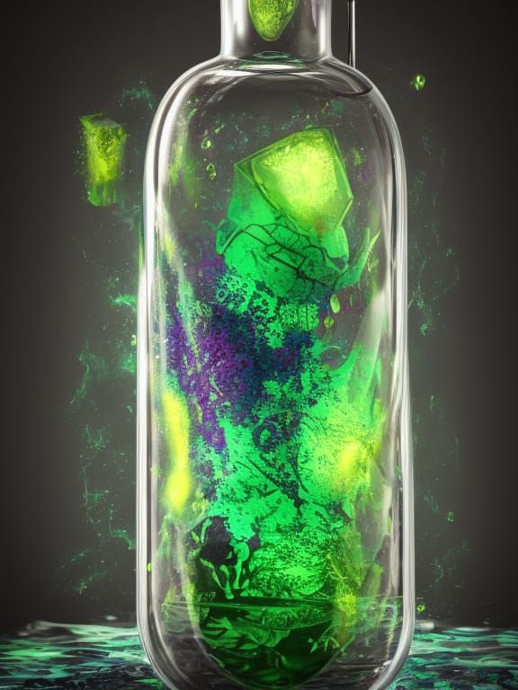 Hyper-Realistic Sinister Magical Potion in Glass Vial