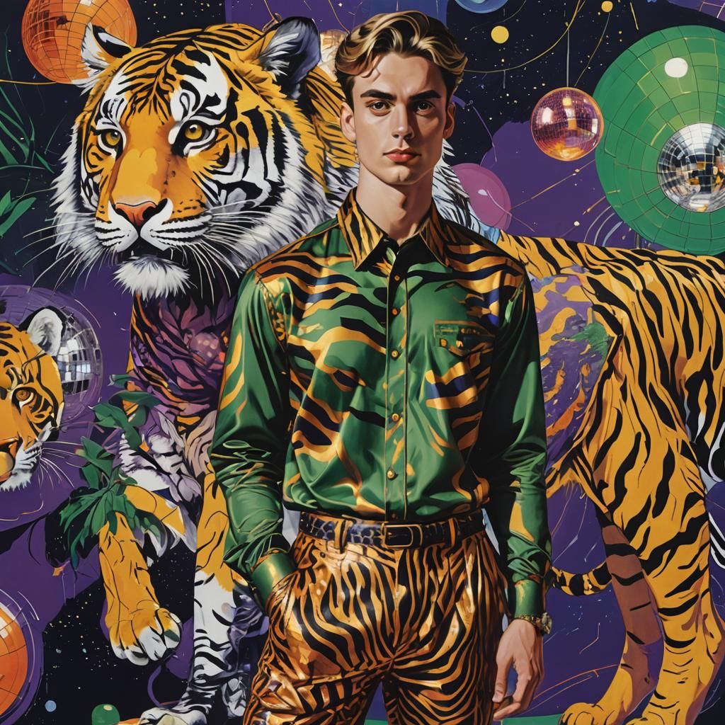 Tiger Shirt Guy in Pop Art Style Digital Painting