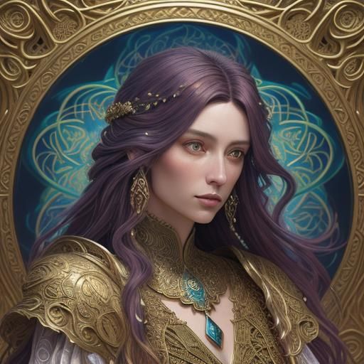 Fantasy Woman Portrait with Celtic Mosaics