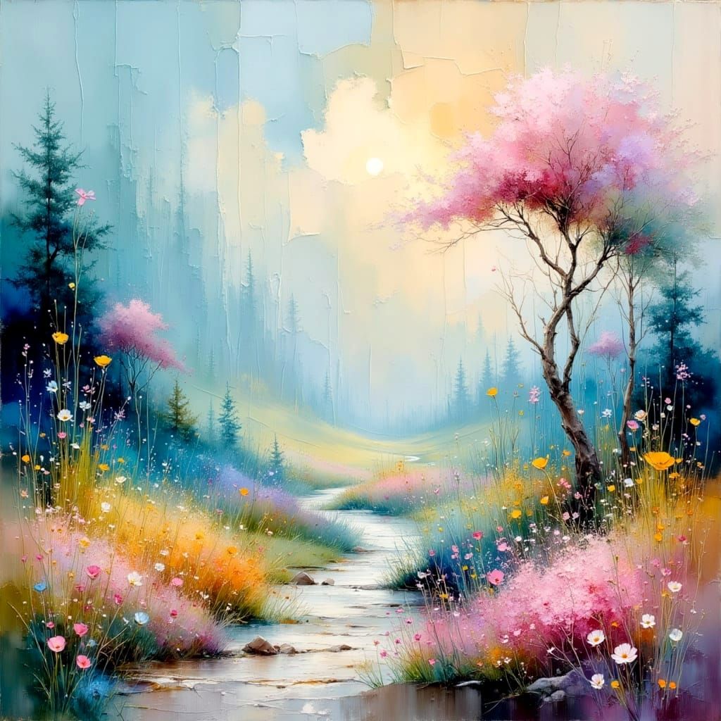 Abstract Metallic Design with Pastel Color Palette