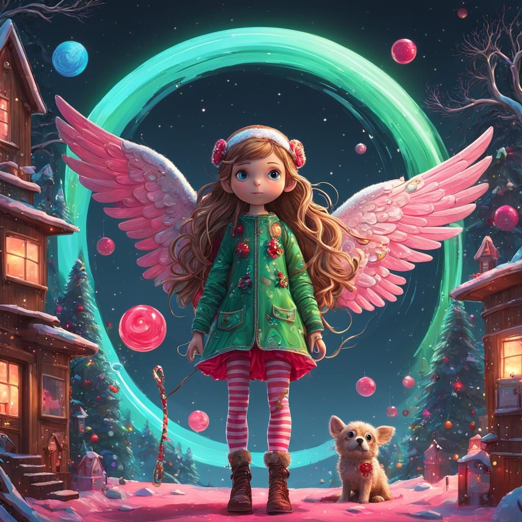 Whimsical 3D Cartoon Angel in Vibrant Candyland-Inspired Sty...
