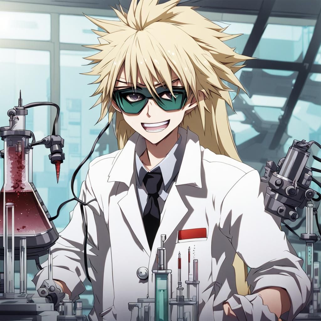 Anime Mad Scientist in Laboratory, Manga Style