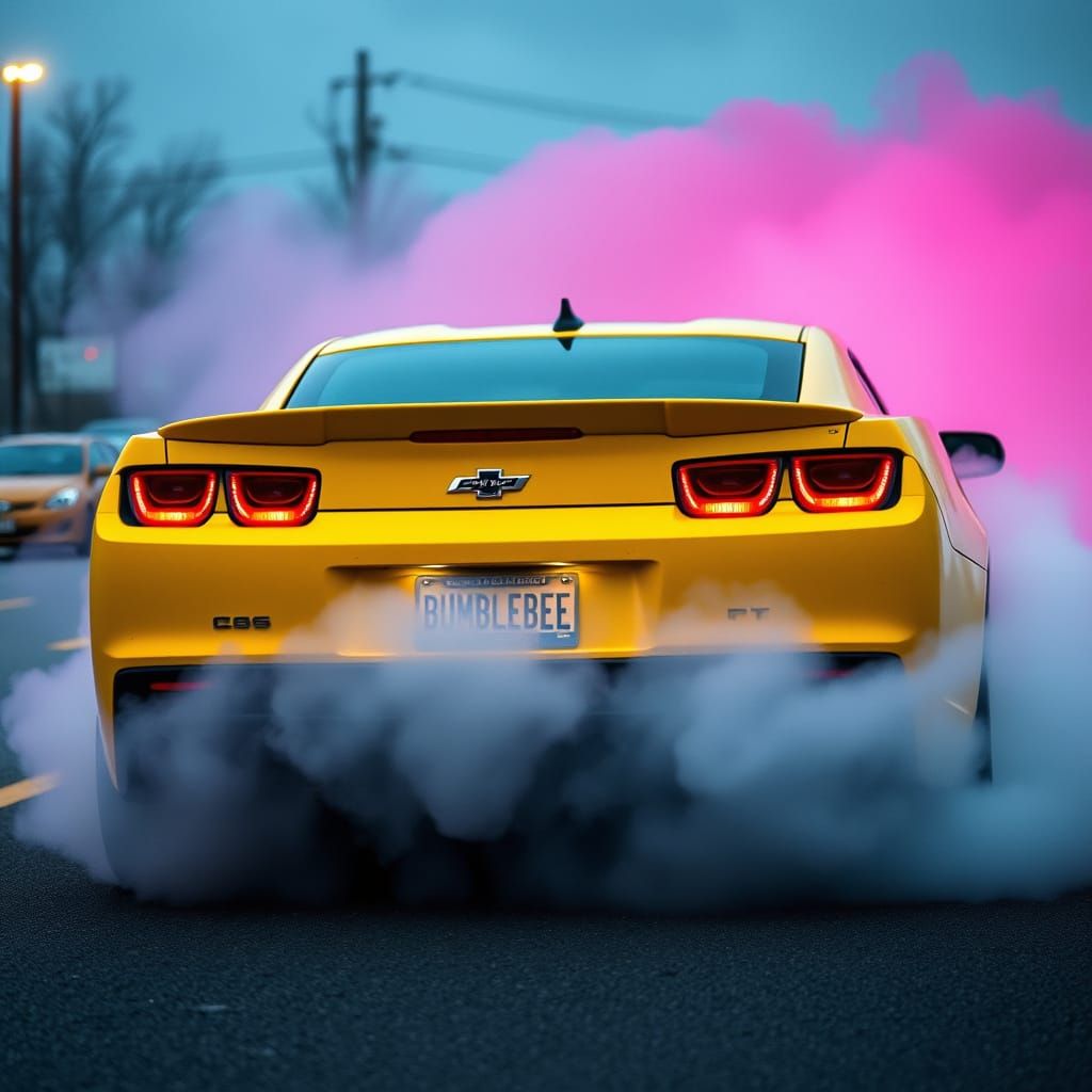 Vibrant Yellow Camaro in Perfect Burnout