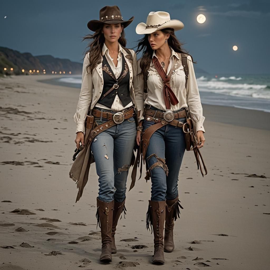 Moonlit Cowgirl with Colt Peacemaker