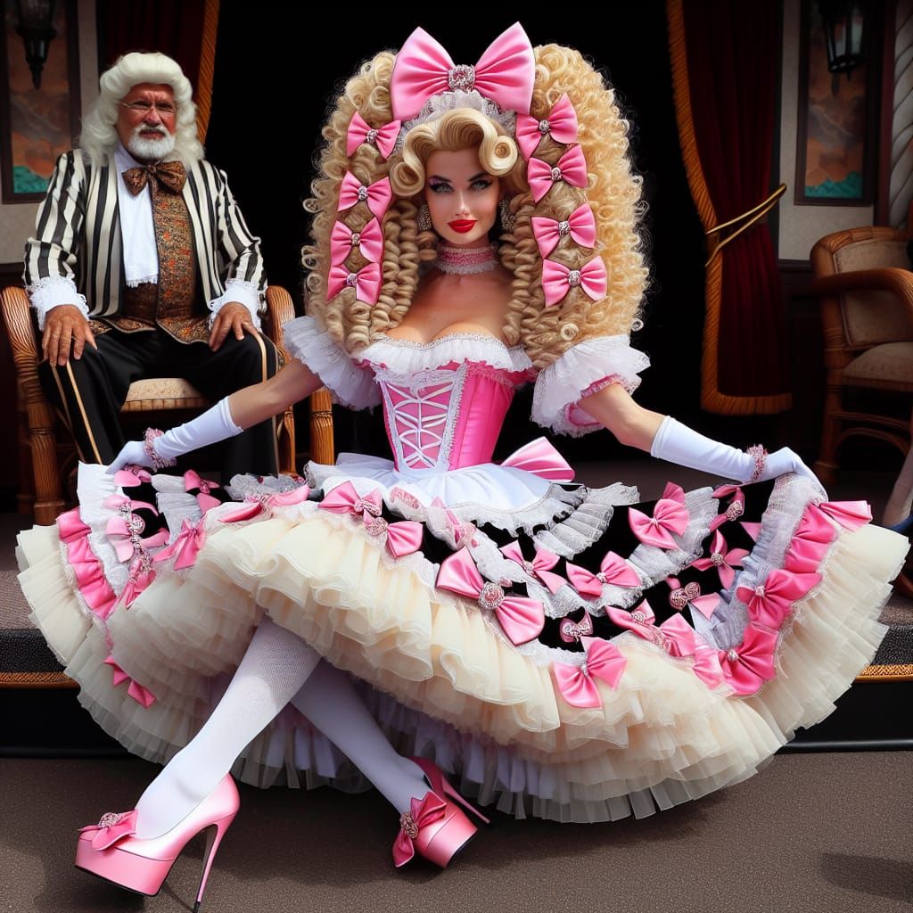 Elaborate Maid Costume with Deep Curtsey
