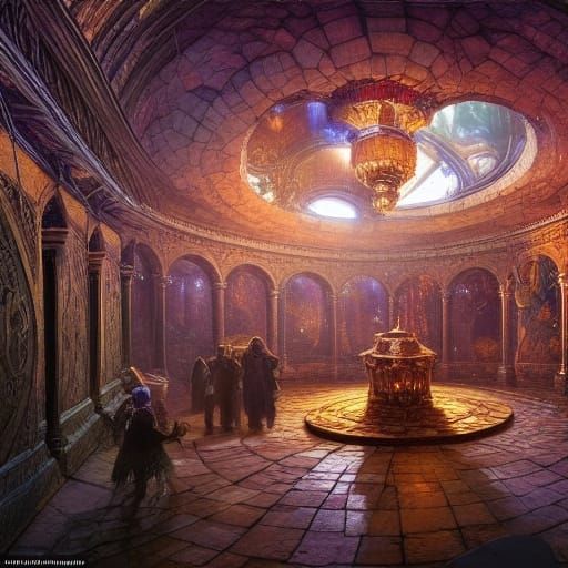 Merlin's Magic Basement: A Fantastical Painting