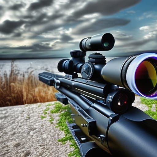 Hyperrealistic Sniper Rifle with Scope on Tripod