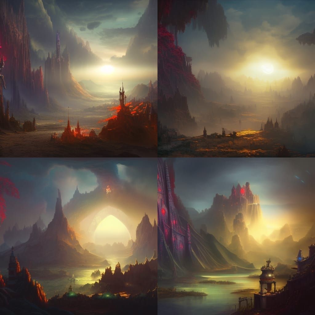 Detailed Time Travel Matte Painting in Deep Color