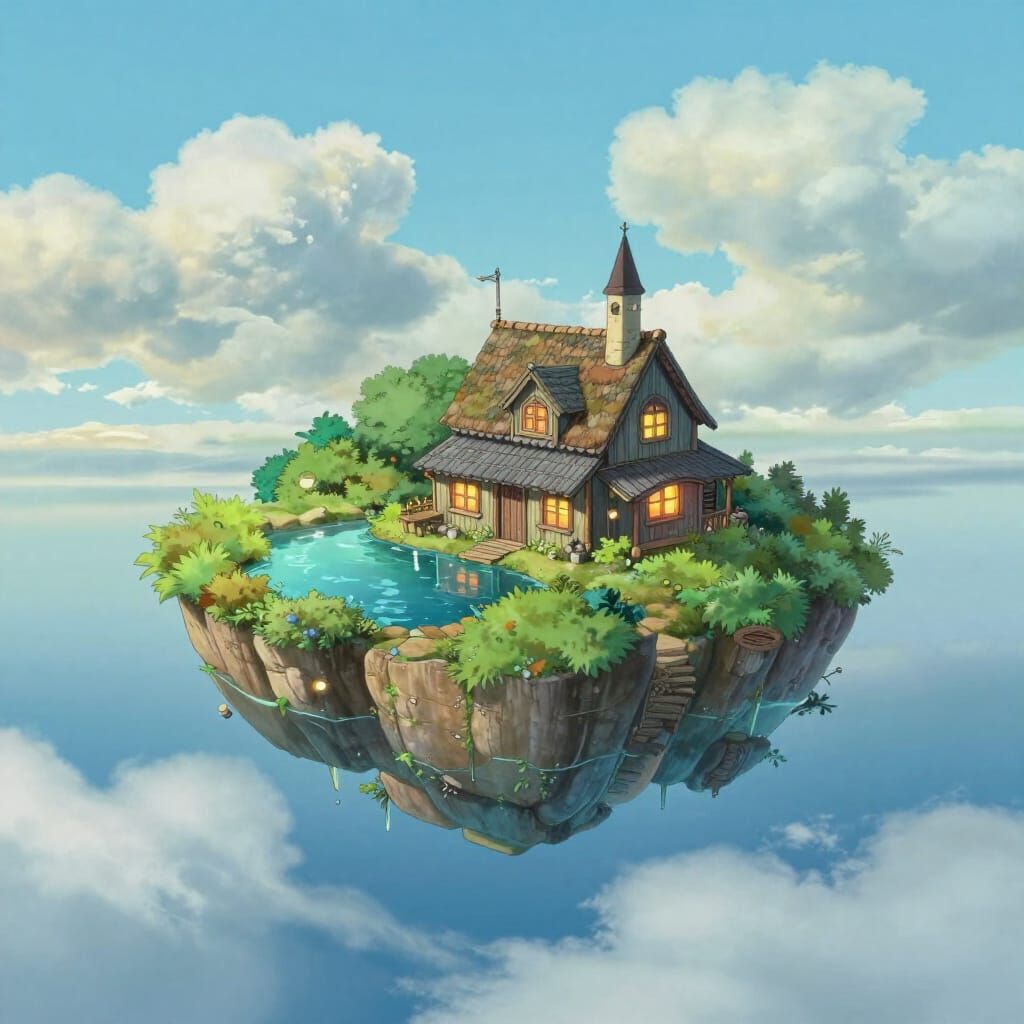 Airborne Island Inn Reflecting Celestial Sky